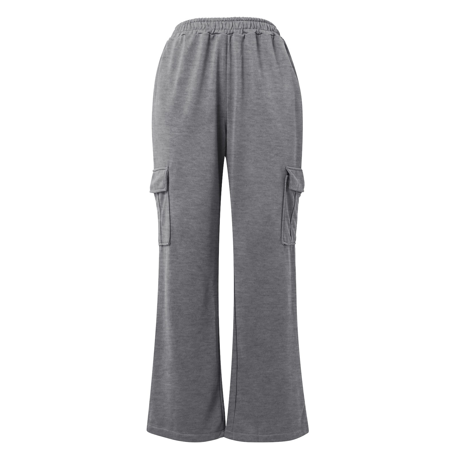 thumbnail image 5 of Pantalones rectos lisos con cintura elástica para mujer - Diseño con tirantes, poliéster, ropa informal - Tallas S-XXL, 5 of 5